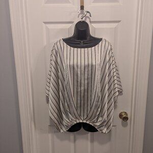 Vince camuto striped black cream tunic blouse -XL